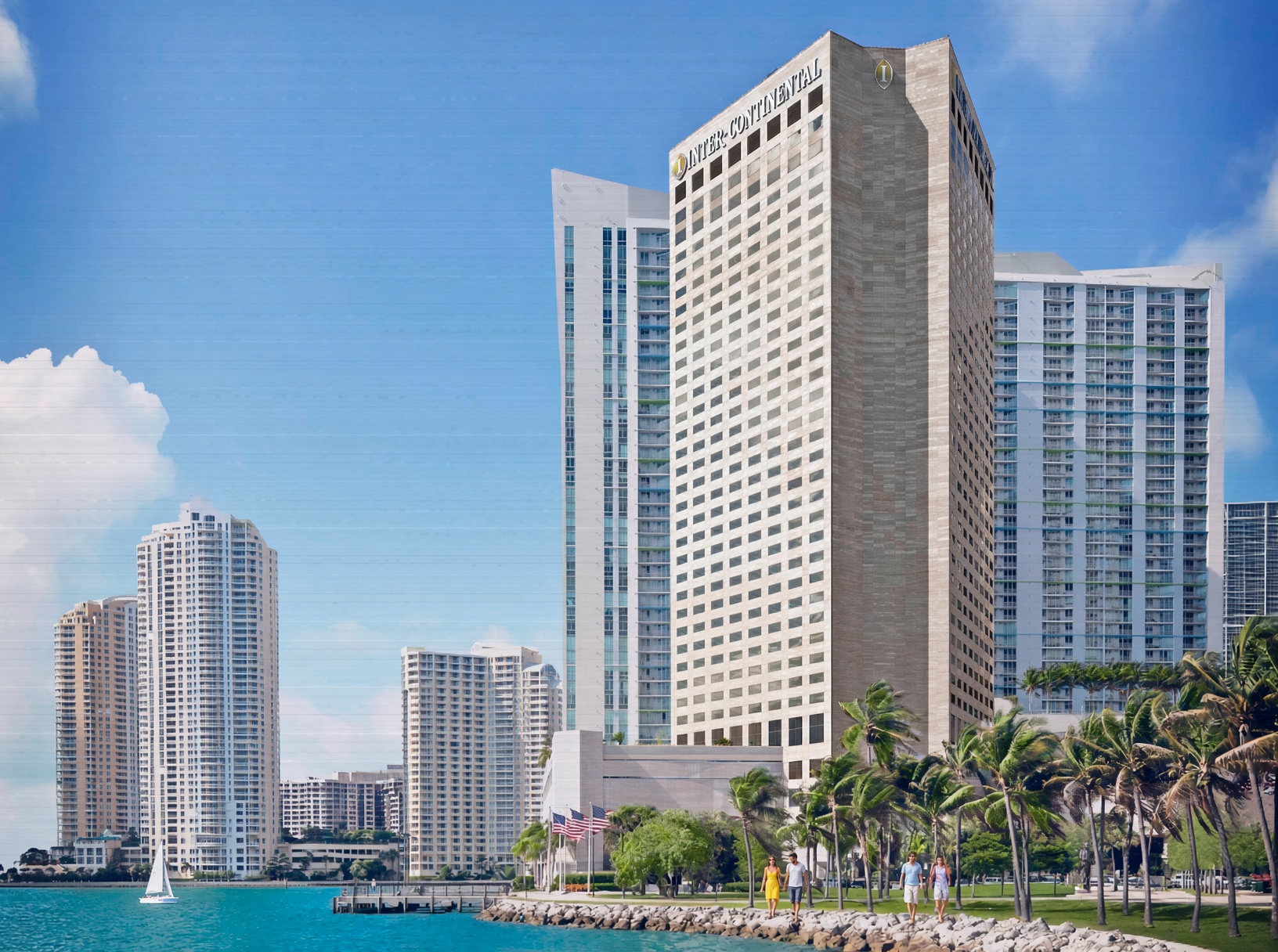 The InterContinental Miami tower on the bayfront at Chopin Plaza
