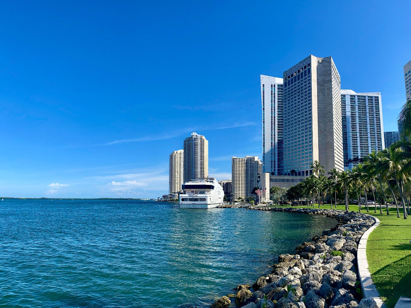 The downtown Miami skyline across Biscayne Bay